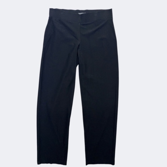 Eileen Fisher Pants Women S Black Stretch Crepe Full Length Slim Capsule PullOn - Picture 1 of 11
